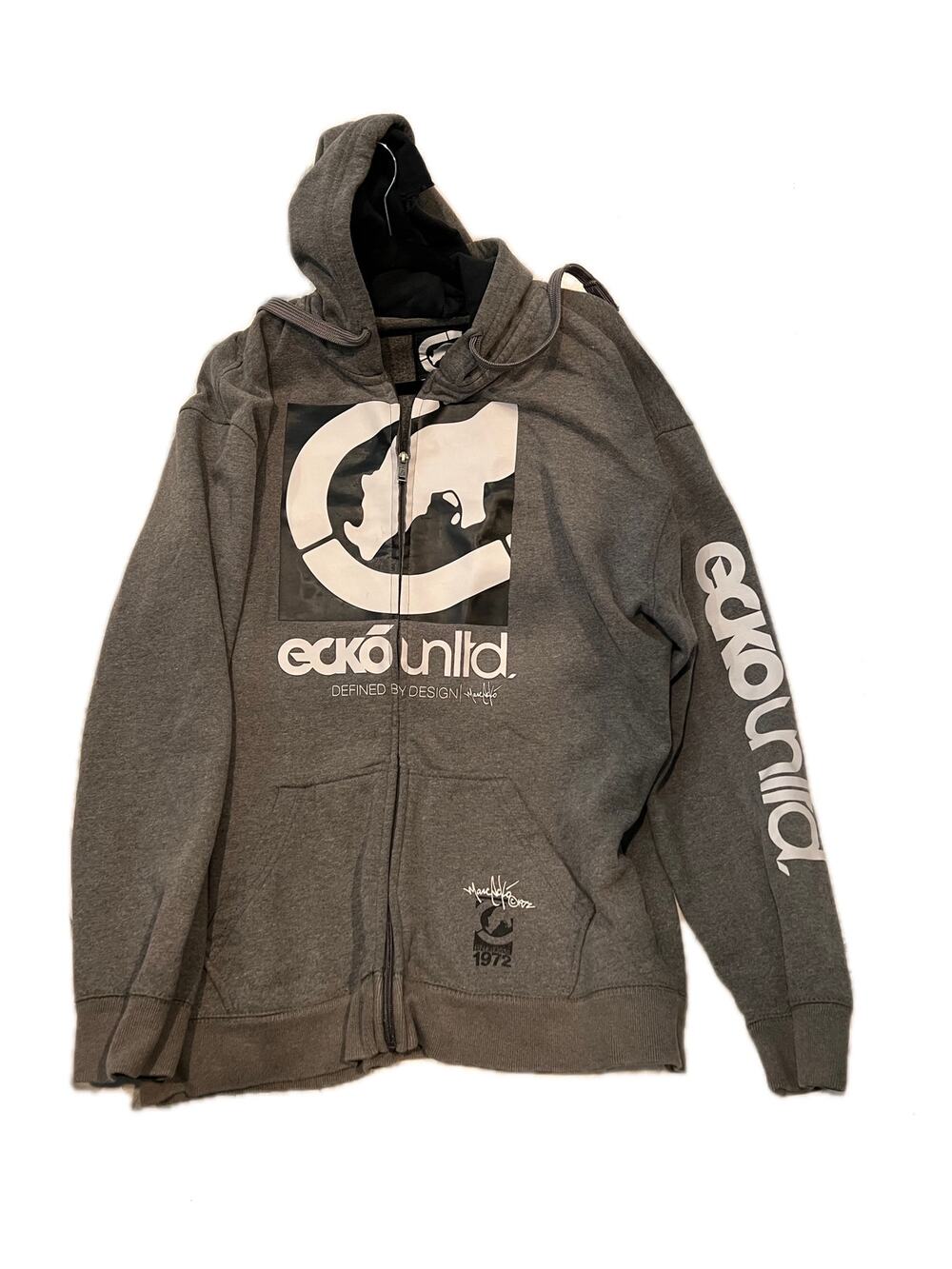 Ecko Unltd Defined by Design Full Zip Gray Hoodie Mens XL